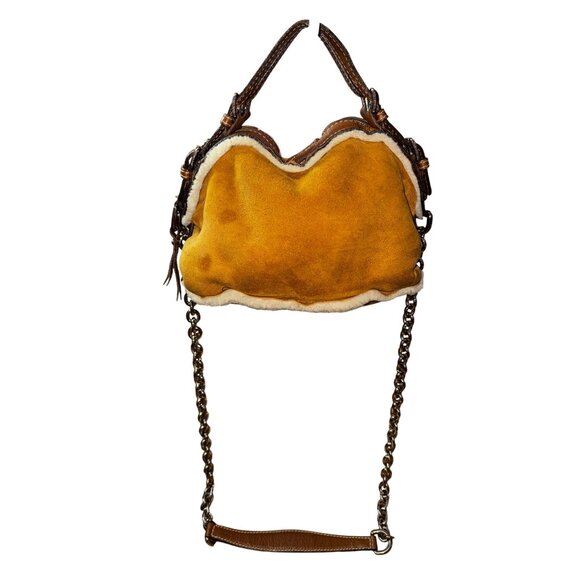 Vintage Dolce & Gabbana Miss Bunny Y2K Brown Shearling Leather bag Chain Strap - Picture 1 of 16